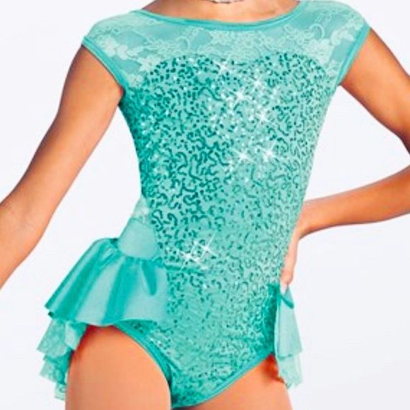 Weissman Costumes Weissman Dance Costume Dress Leorard Aqua Blue